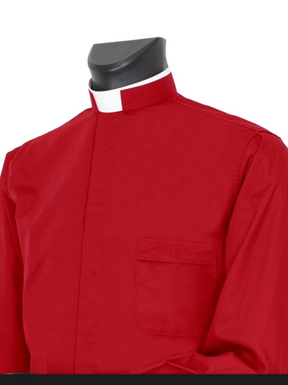Men’s Red Clerical Shirt with Tab Collar NIP - Picture 2 of 10